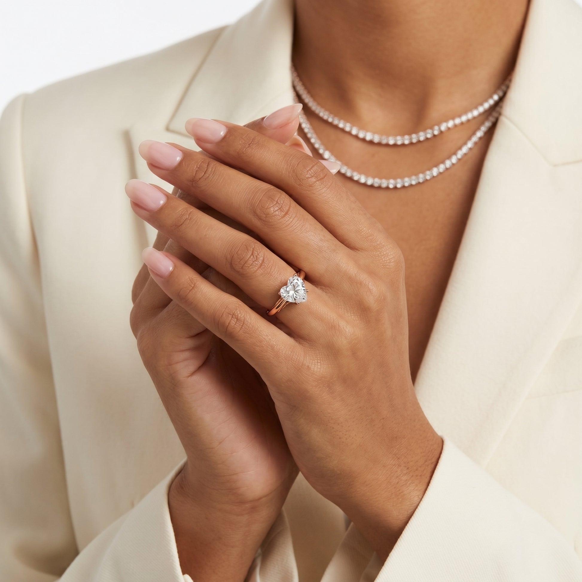 Heart Cut Lab Grown Diamond Ring in Rose Gold