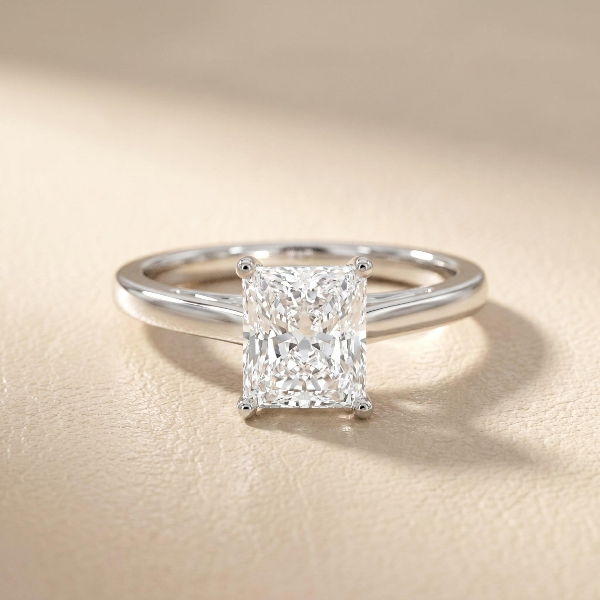 Radiant Cut Lab Grown Diamond Ring in Platinum