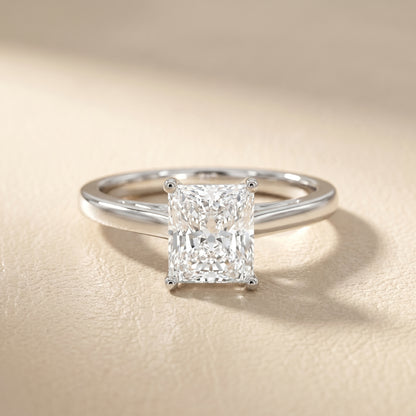 Radiant Cut Lab Grown Diamond Ring in Platinum