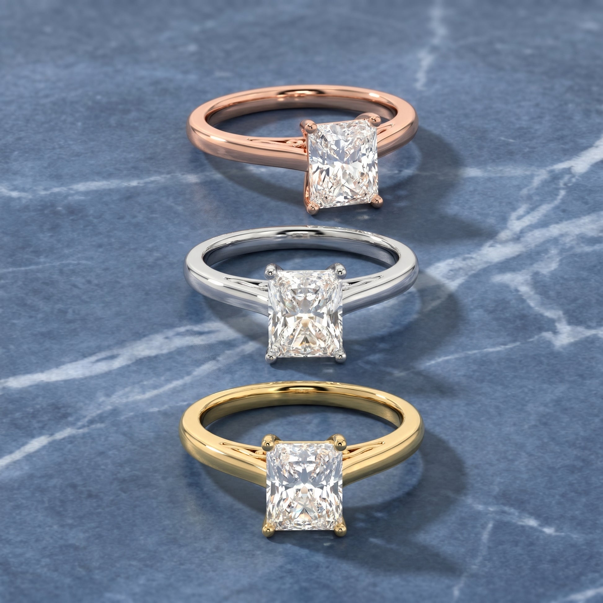 Radiant Cut Lab Grown Diamond Ring in White Gold