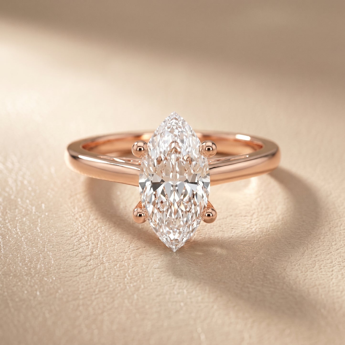 Marquise Cut Lab Grown Diamond Ring in Rose Gold