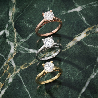 Round Cut Lab Grown Diamond Ring in Silver