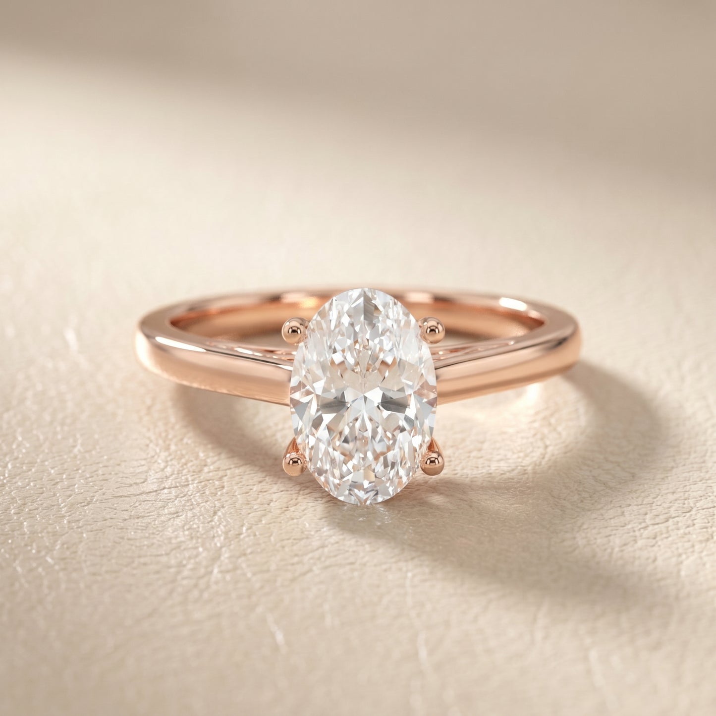 Oval Cut Lab Grown Diamond Ring in Rose Gold