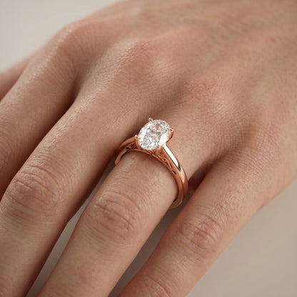 Oval Cut Lab Grown Diamond Ring in Rose Gold