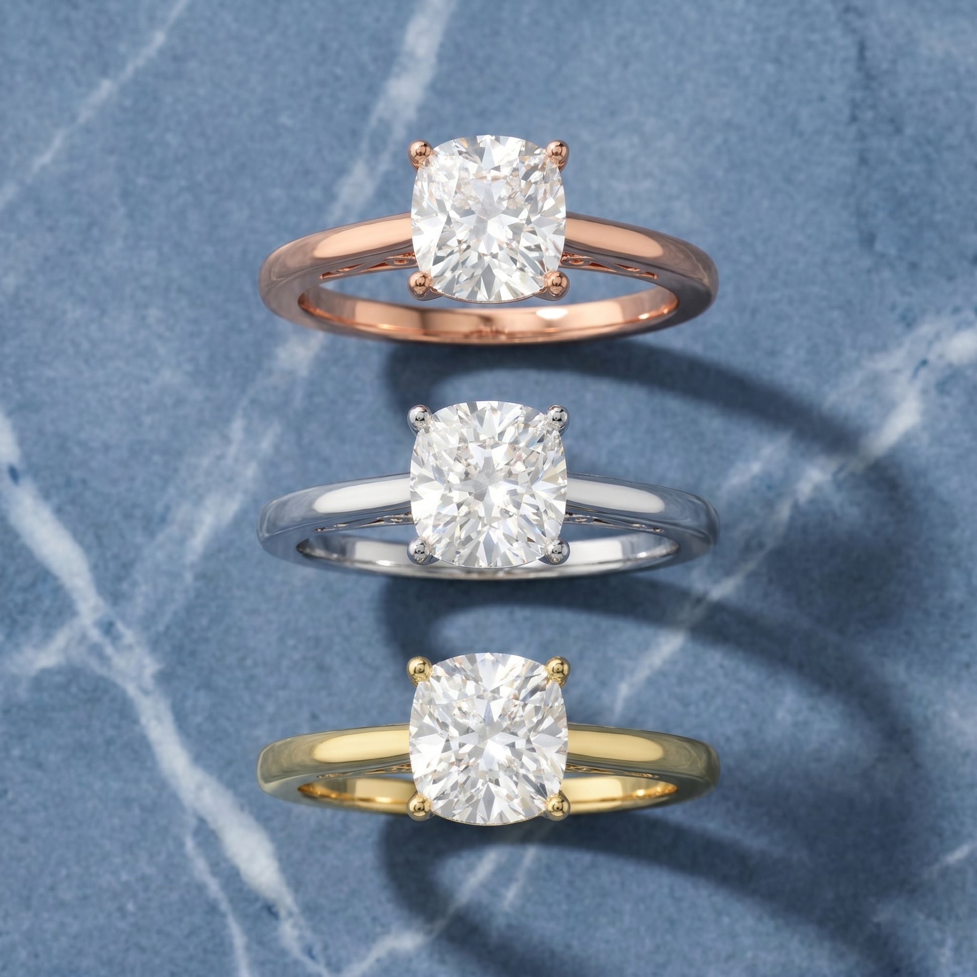 Cushion Cut Lab Grown Diamond Ring in Platinum