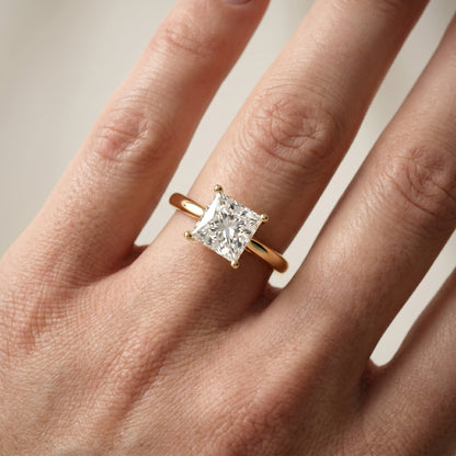 Princess Cut Lab Grown Diamond Ring in Yellow Gold