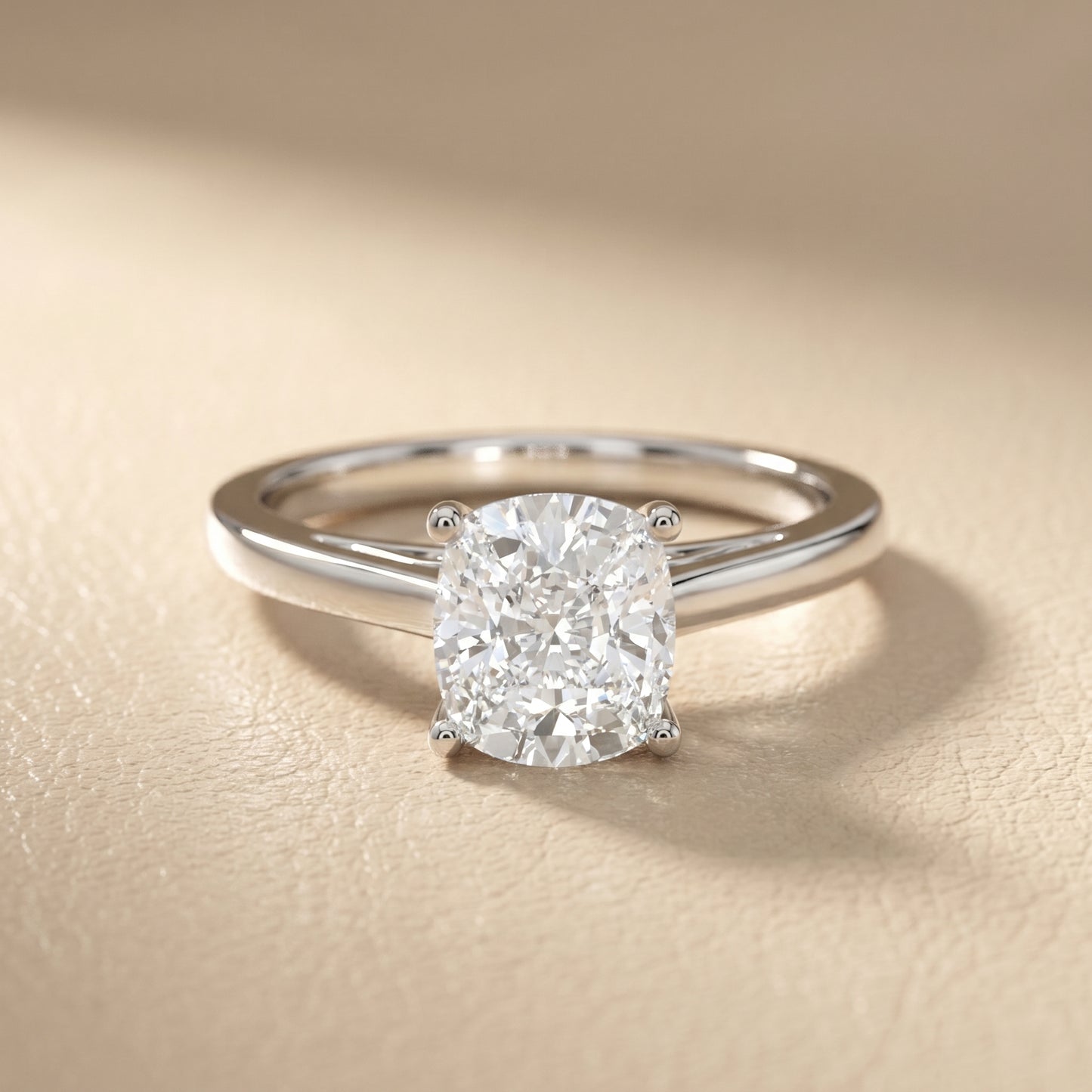 Cushion Cut Lab Grown Diamond Ring in White Gold
