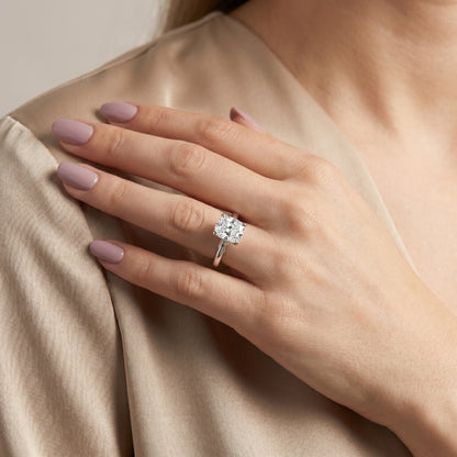 Cushion Cut Lab Grown Diamond Ring in Platinum