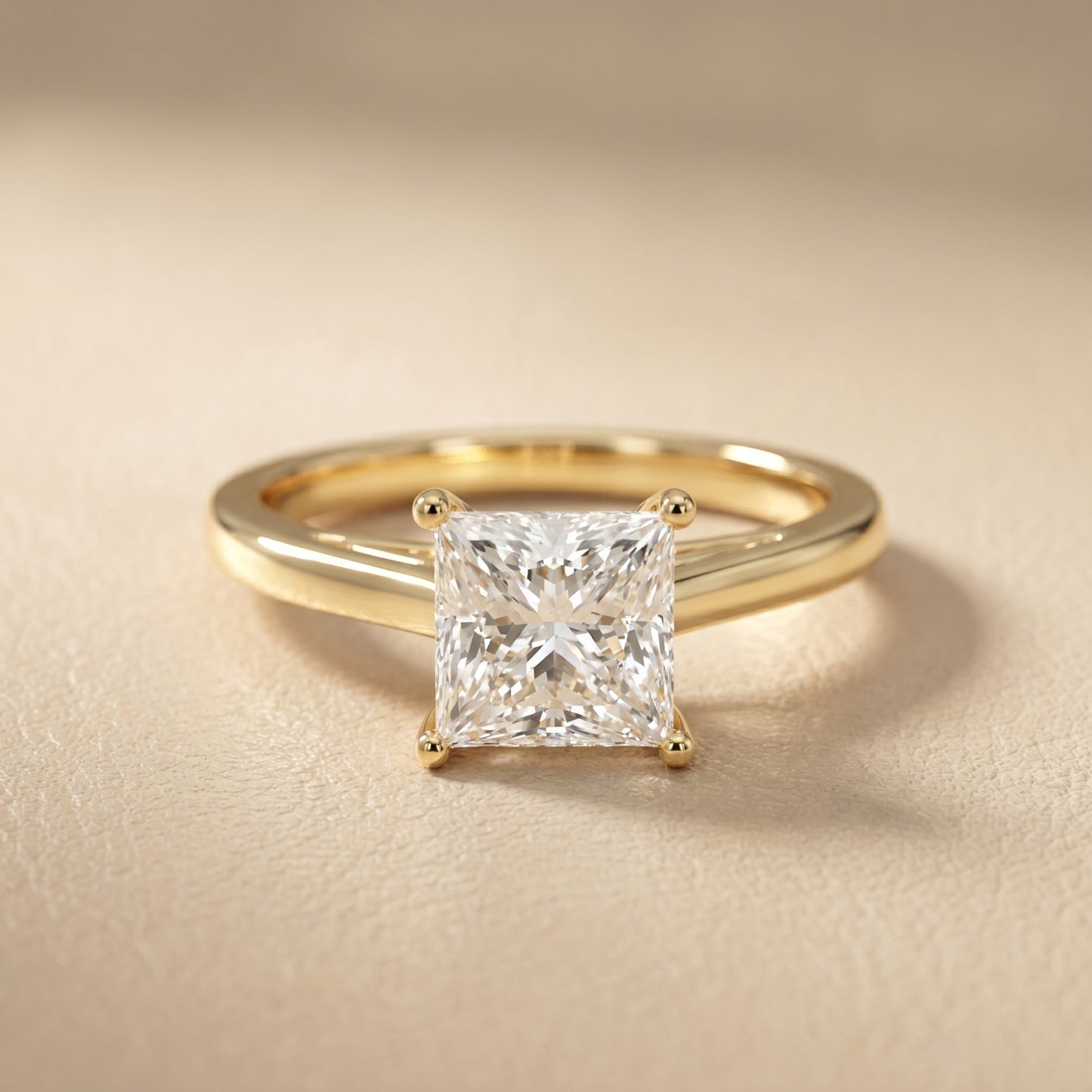 Princess Cut Lab Grown Diamond Ring in Yellow Gold
