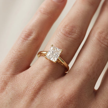 Radiant Cut Lab Grown Diamond Ring in Yellow Gold