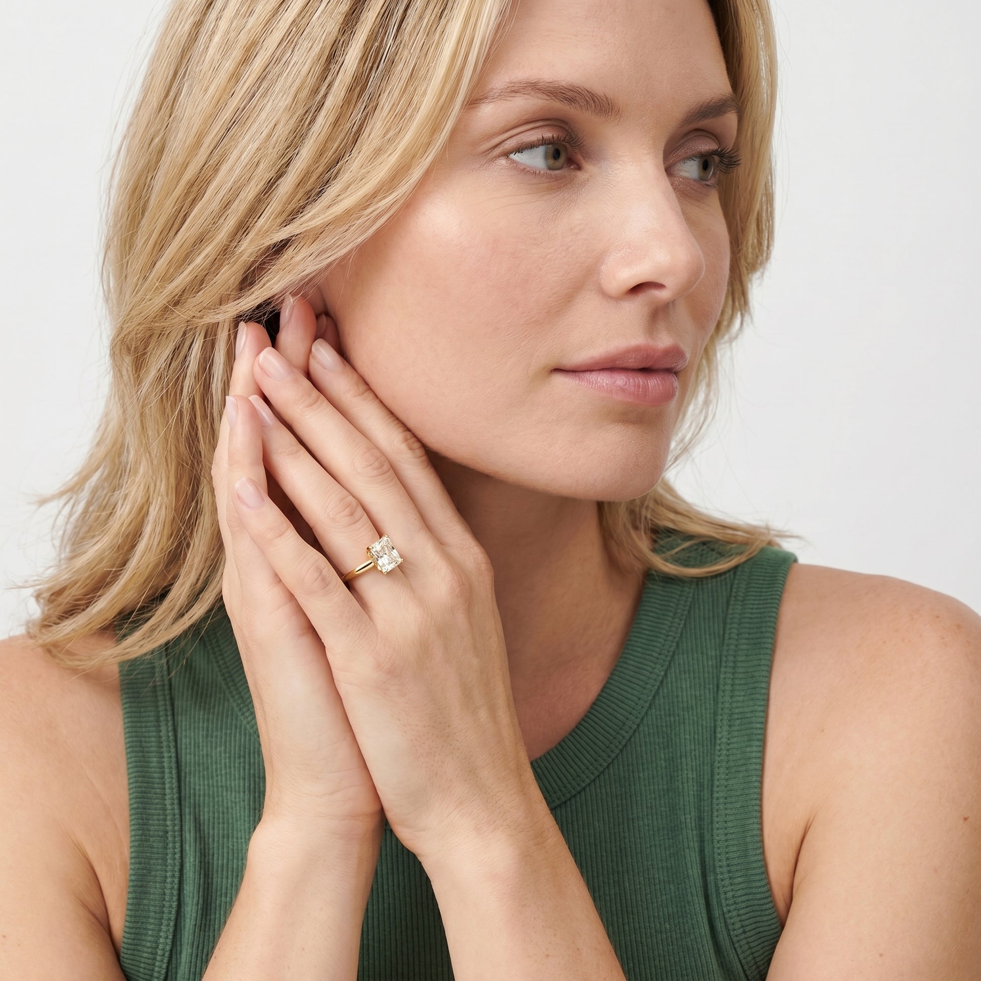 Radiant Cut Lab Grown Diamond Ring in Yellow Gold