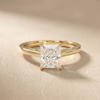Radiant Cut Lab Grown Diamond Ring in Yellow Gold