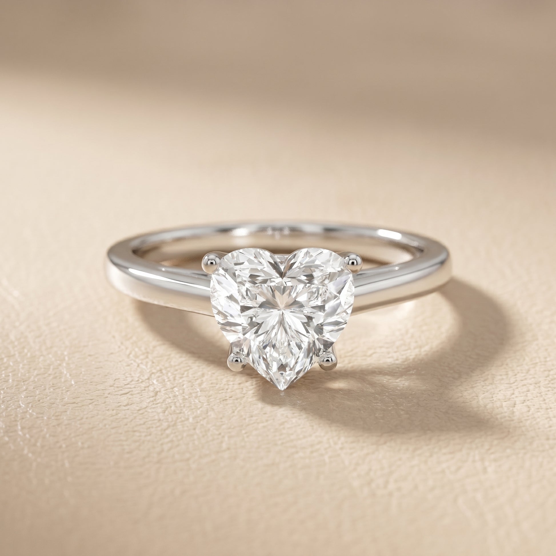 Heart Cut Lab Grown Diamond Ring in White Gold