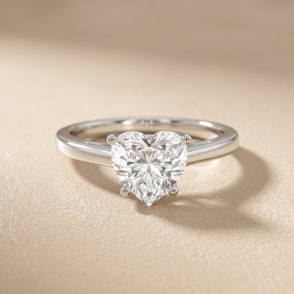 Heart Cut Lab Grown Diamond Ring in White Gold