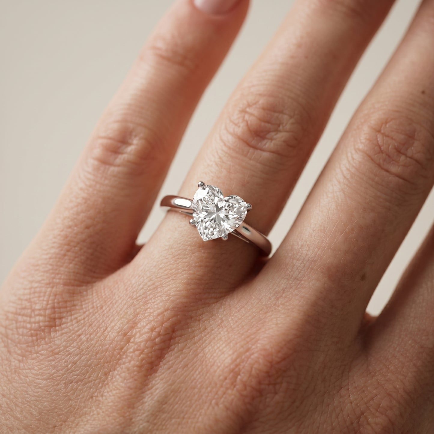 Heart Cut Lab Grown Diamond Ring in Platinum