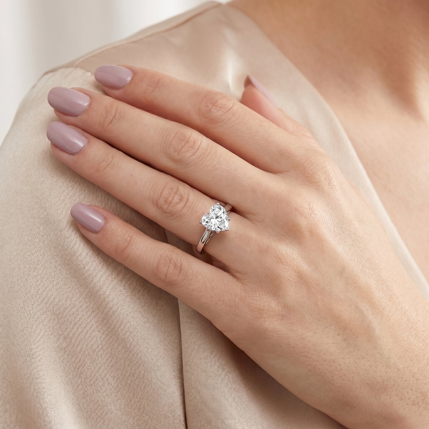 Heart Cut Lab Grown Diamond Ring in Platinum