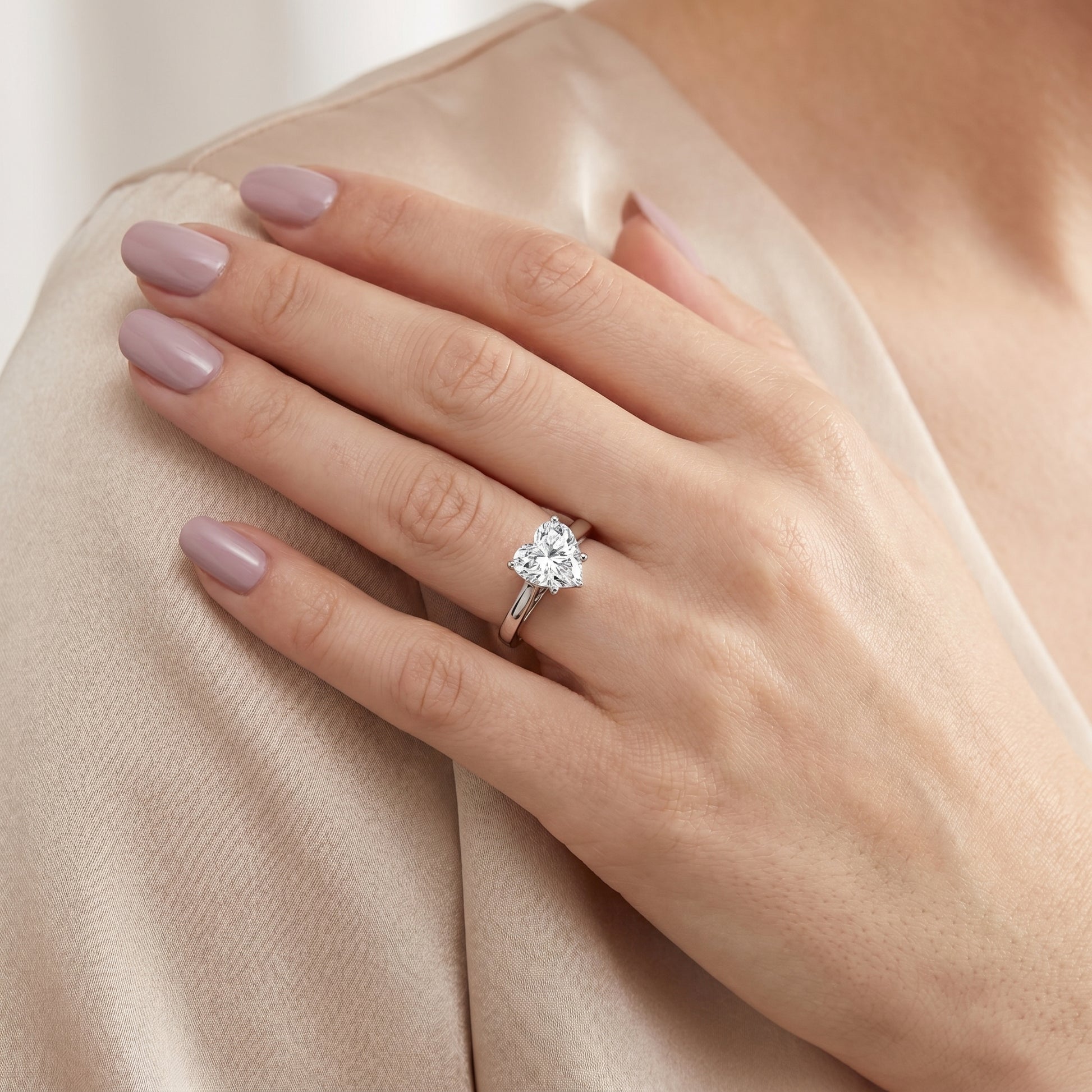 Heart Cut Lab Grown Diamond Ring in Platinum