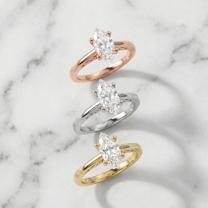 Marquise Cut Lab Grown Diamond Ring in White Gold