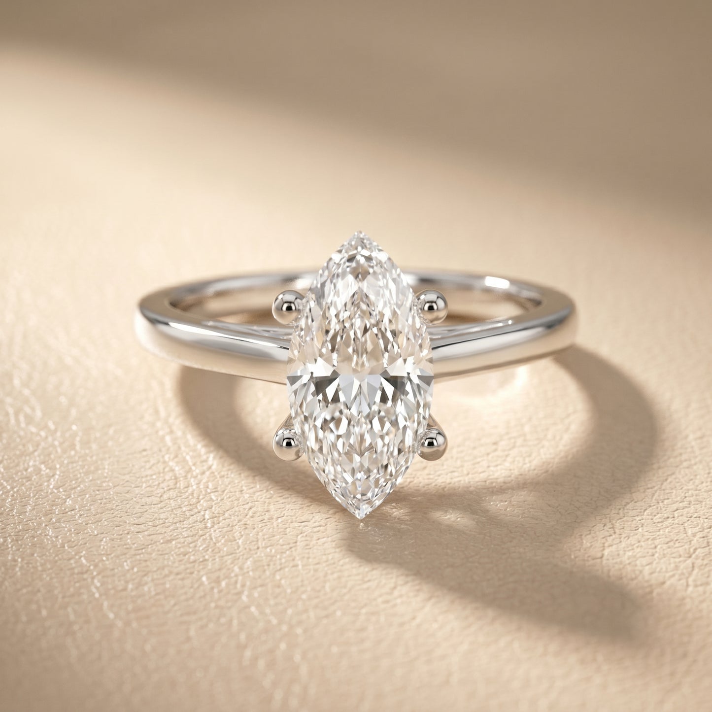 Marquise Cut Lab Grown Diamond Ring in White Gold
