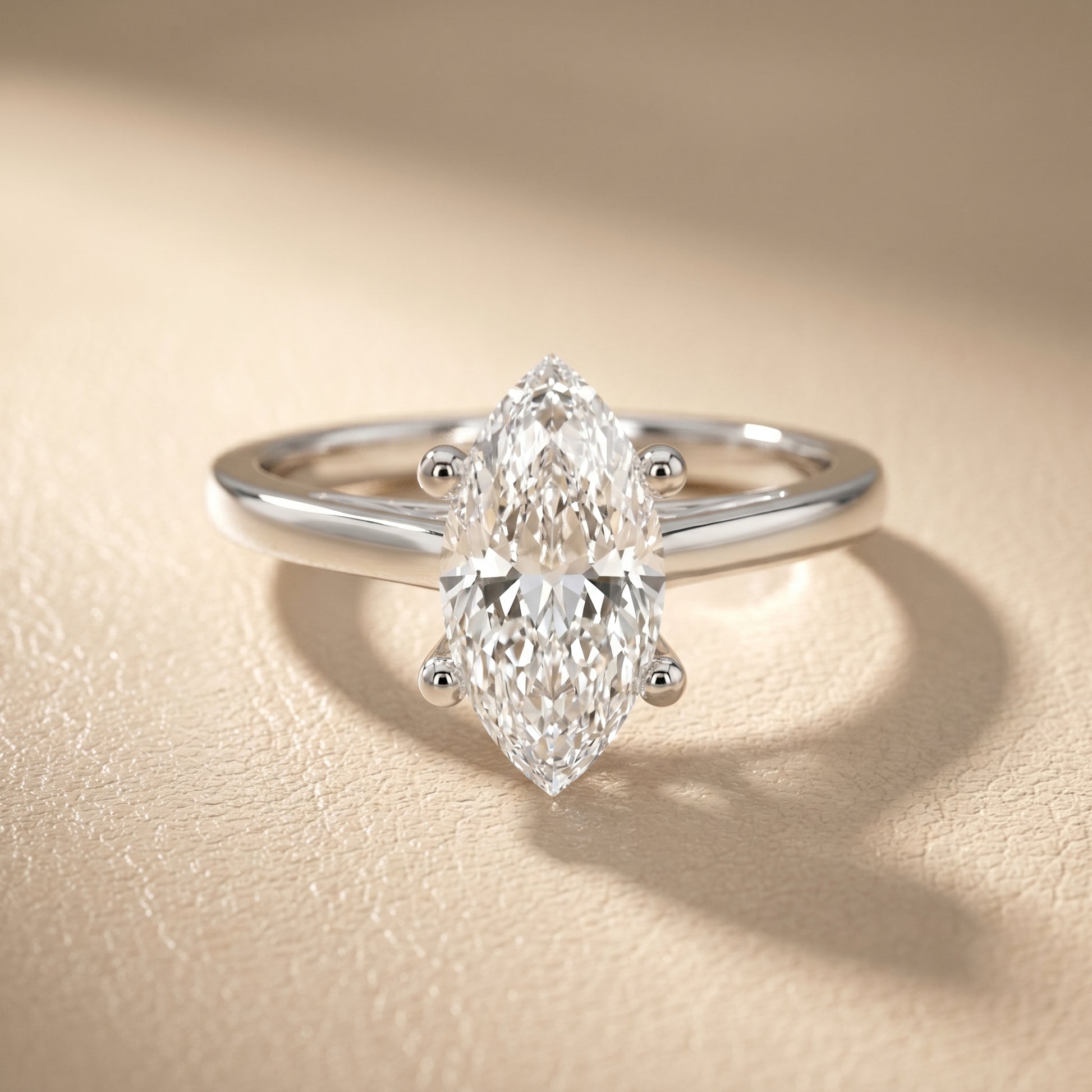 Marquise Cut Lab Grown Diamond Ring in White Gold