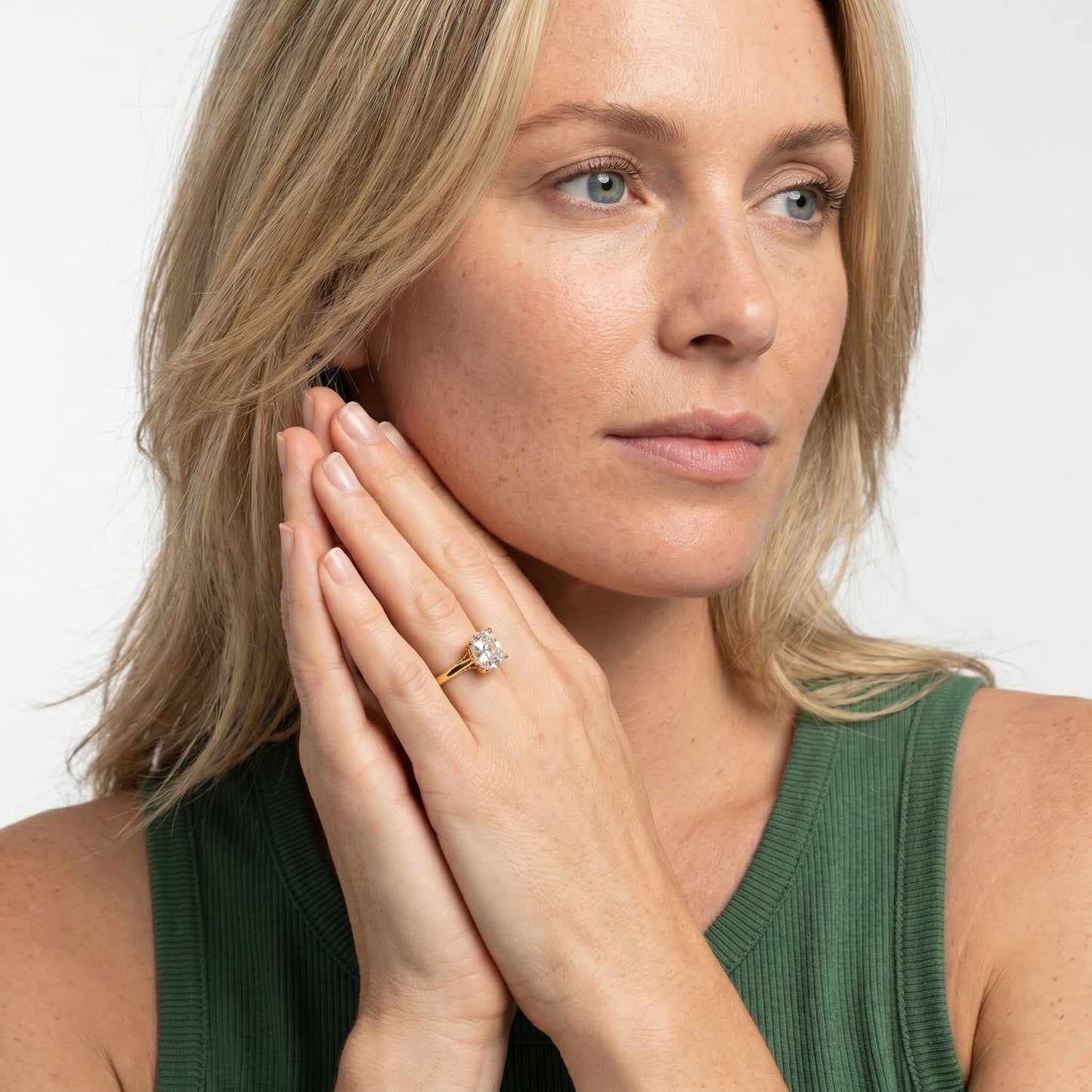 Cushion Cut Lab Grown Diamond Ring in Yellow Gold
