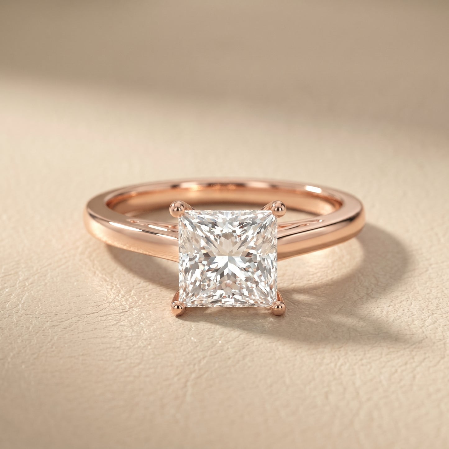 Princess Cut Lab Grown Diamond Ring in Rose Gold