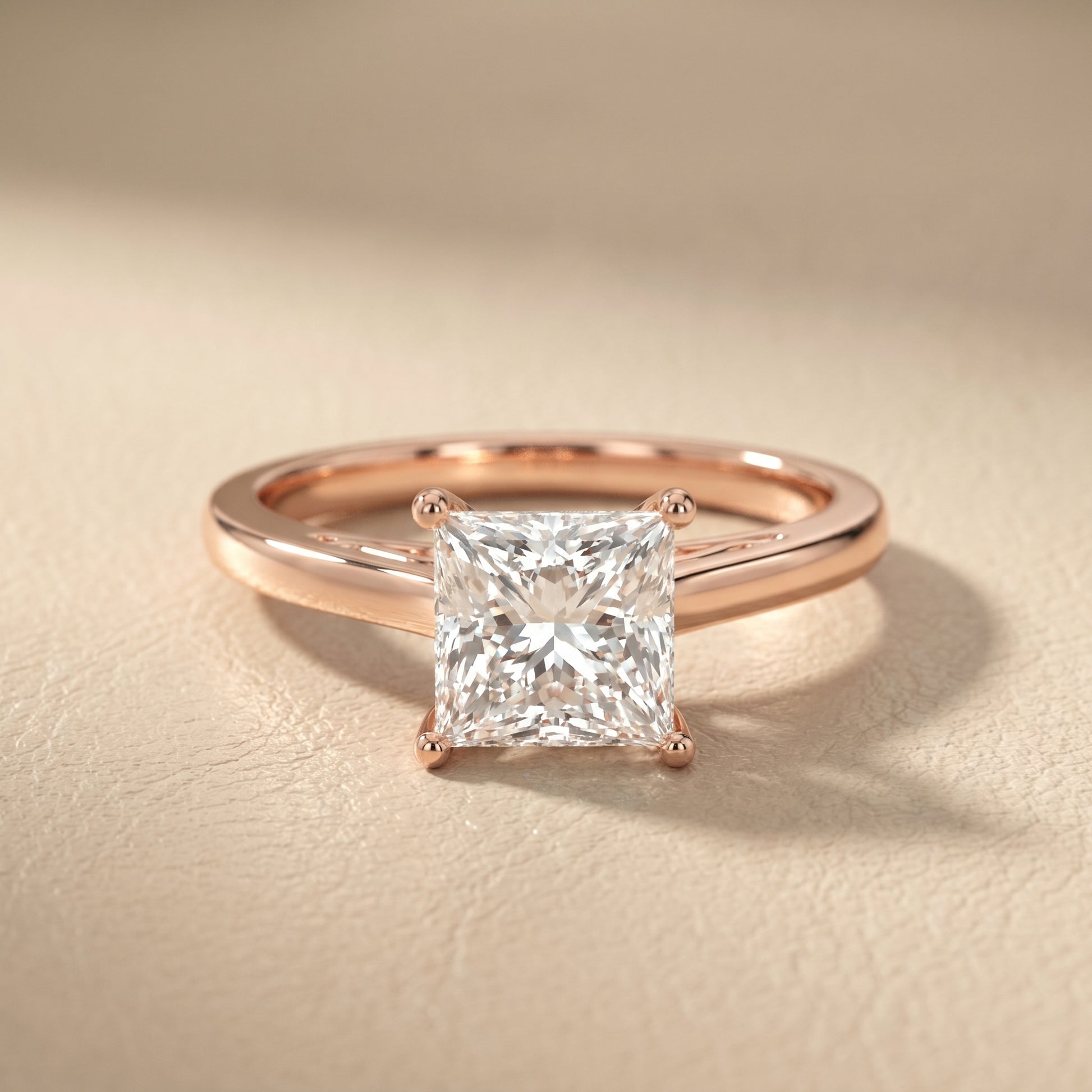Princess Cut Lab Grown Diamond Ring in Rose Gold