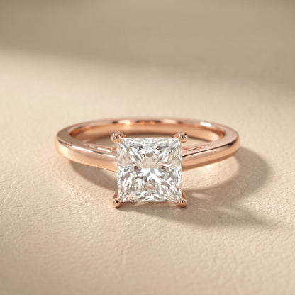 Princess Cut Lab Grown Diamond Ring in Rose Gold