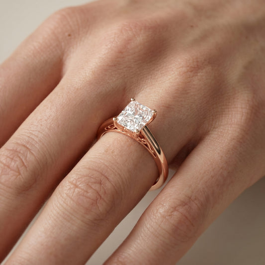 Radiant Cut Lab Grown Diamond Ring in Rose Gold