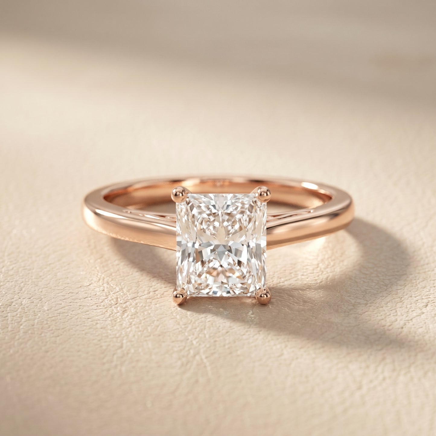 Radiant Cut Lab Grown Diamond Ring in Rose Gold