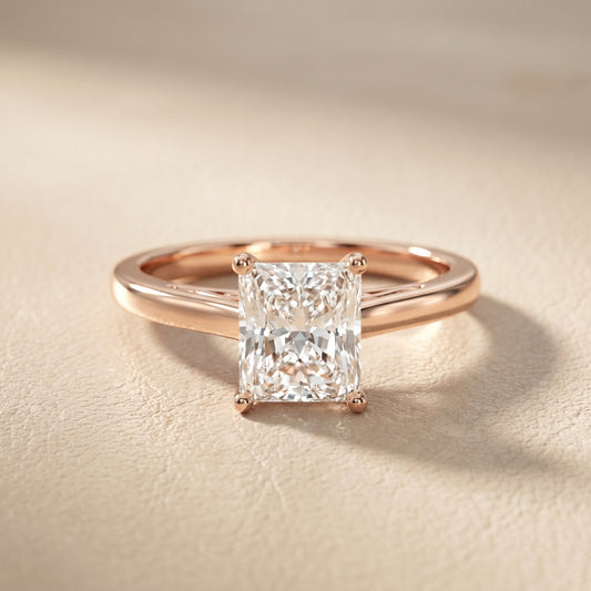 Radiant Cut Lab Grown Diamond Ring in Rose Gold