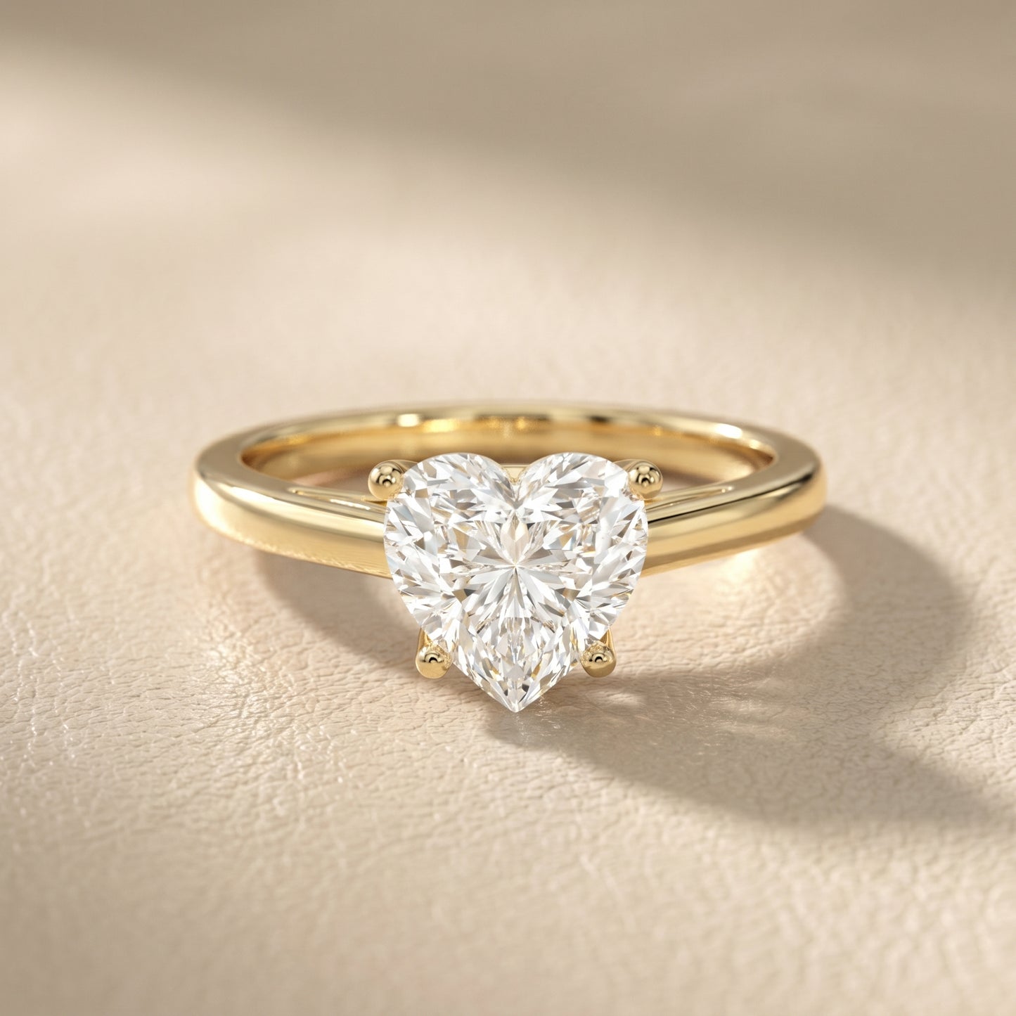 Heart Cut Lab Grown Diamond Ring in Yellow Gold