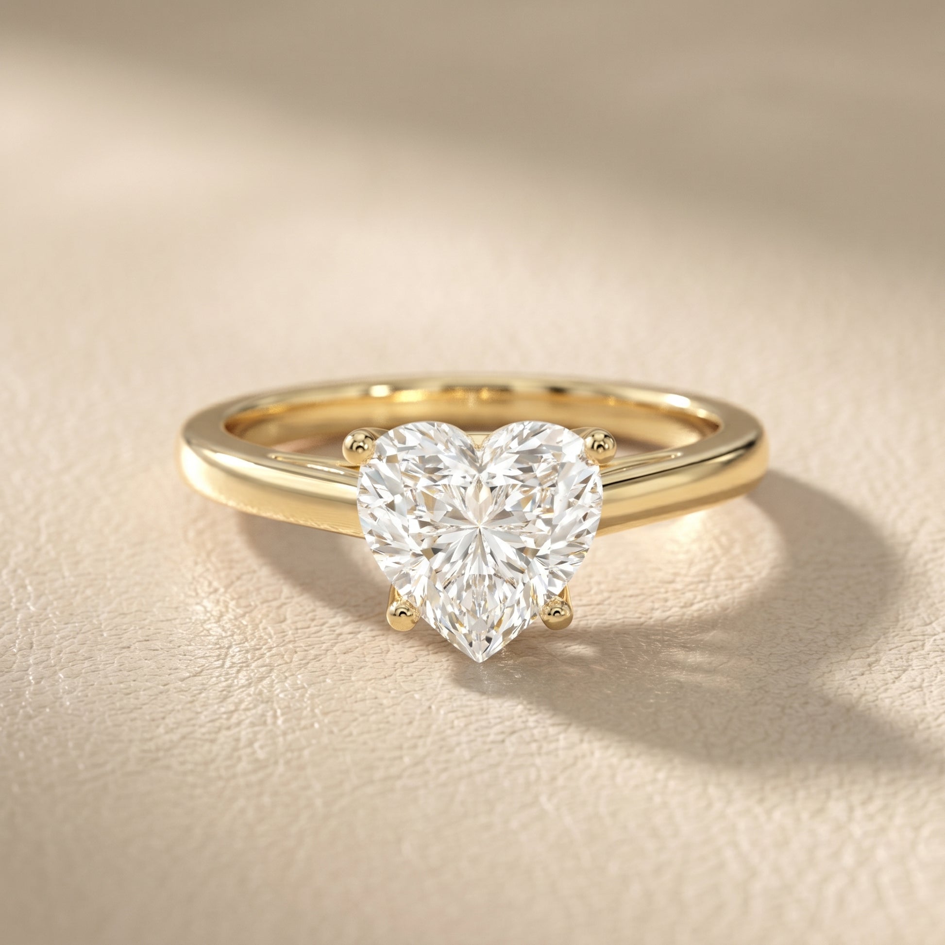 Heart Cut Lab Grown Diamond Ring in Yellow Gold