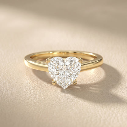 Heart Cut Lab Grown Diamond Ring in Yellow Gold