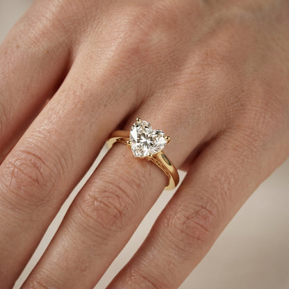 Heart Cut Lab Grown Diamond Ring in Yellow Gold