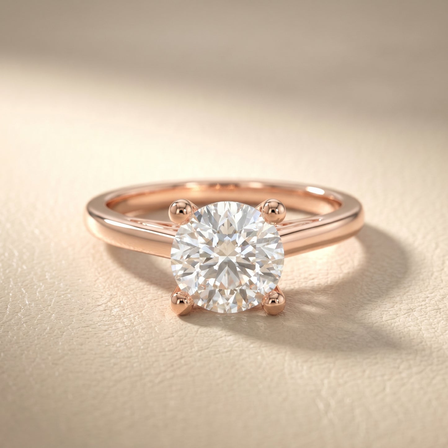 Round Cut Lab Grown Diamond Ring in Rose Gold