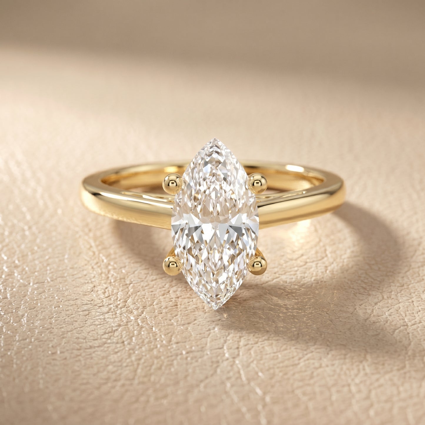 Marquise Cut Lab Grown Diamond Ring in Yellow Gold