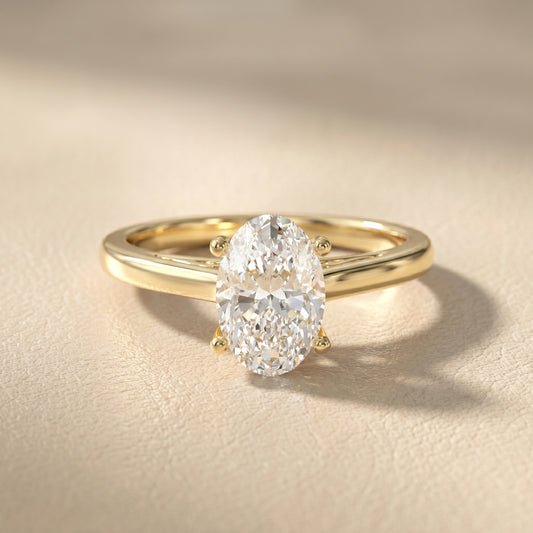 Oval Cut Lab Grown Diamond Ring in Yellow Gold