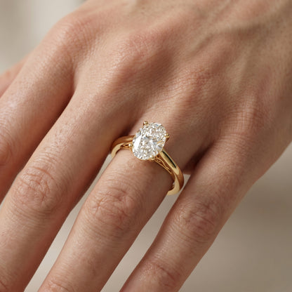 Oval Cut Lab Grown Diamond Ring in Yellow Gold