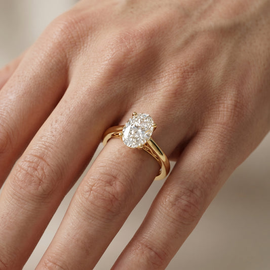 Oval Cut Lab Grown Diamond Ring in Yellow Gold