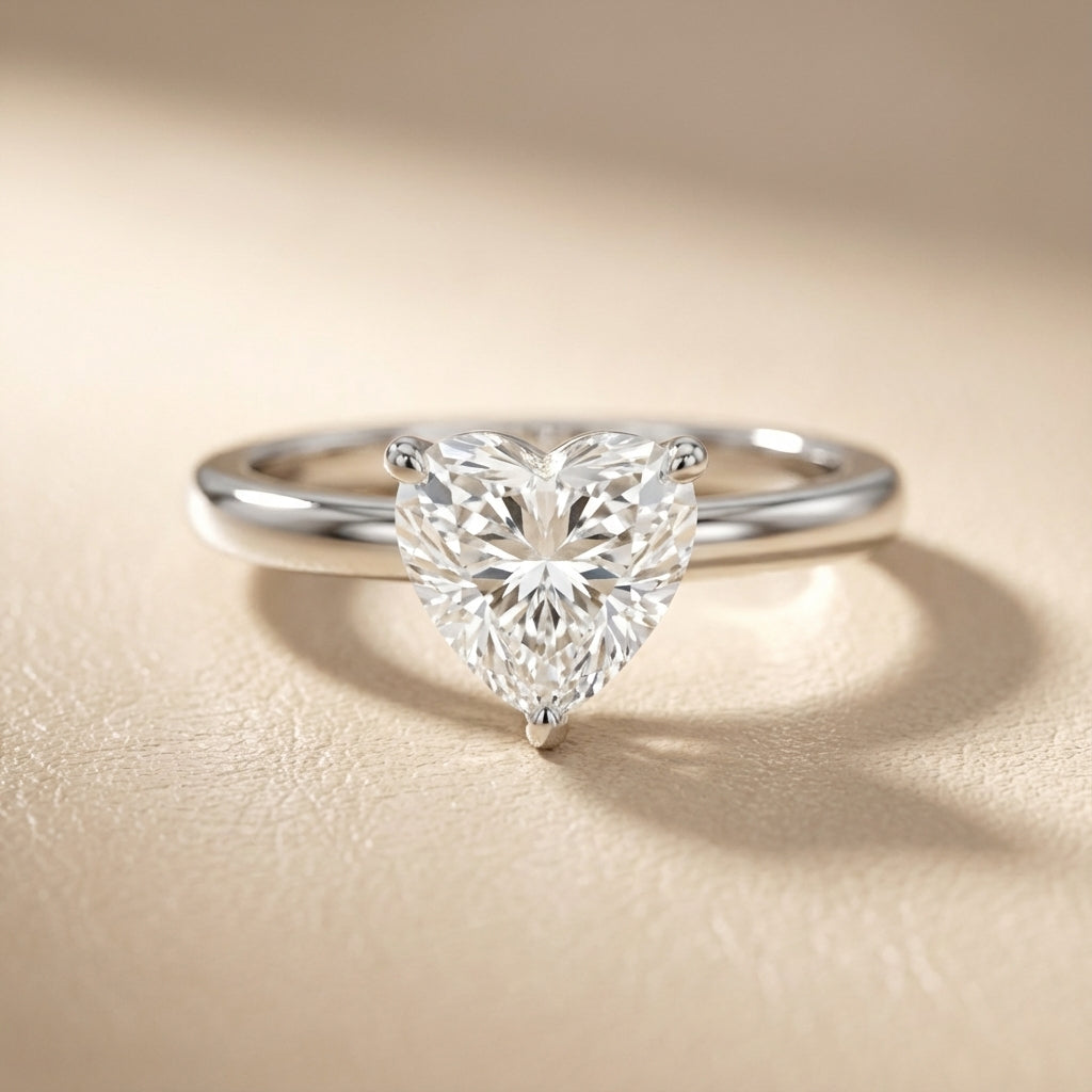 Heart Cut Lab Grown Diamond Engagement Ring in White Gold Solitaire Setting