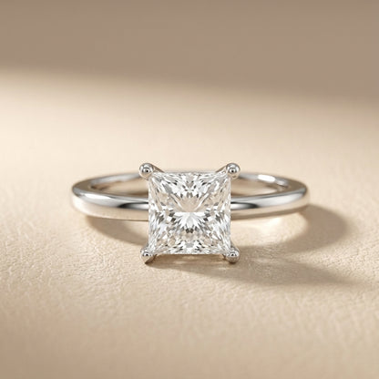 Princess Cut Lab Grown Diamond Solitaire Engagement Ring in Durable Platinum