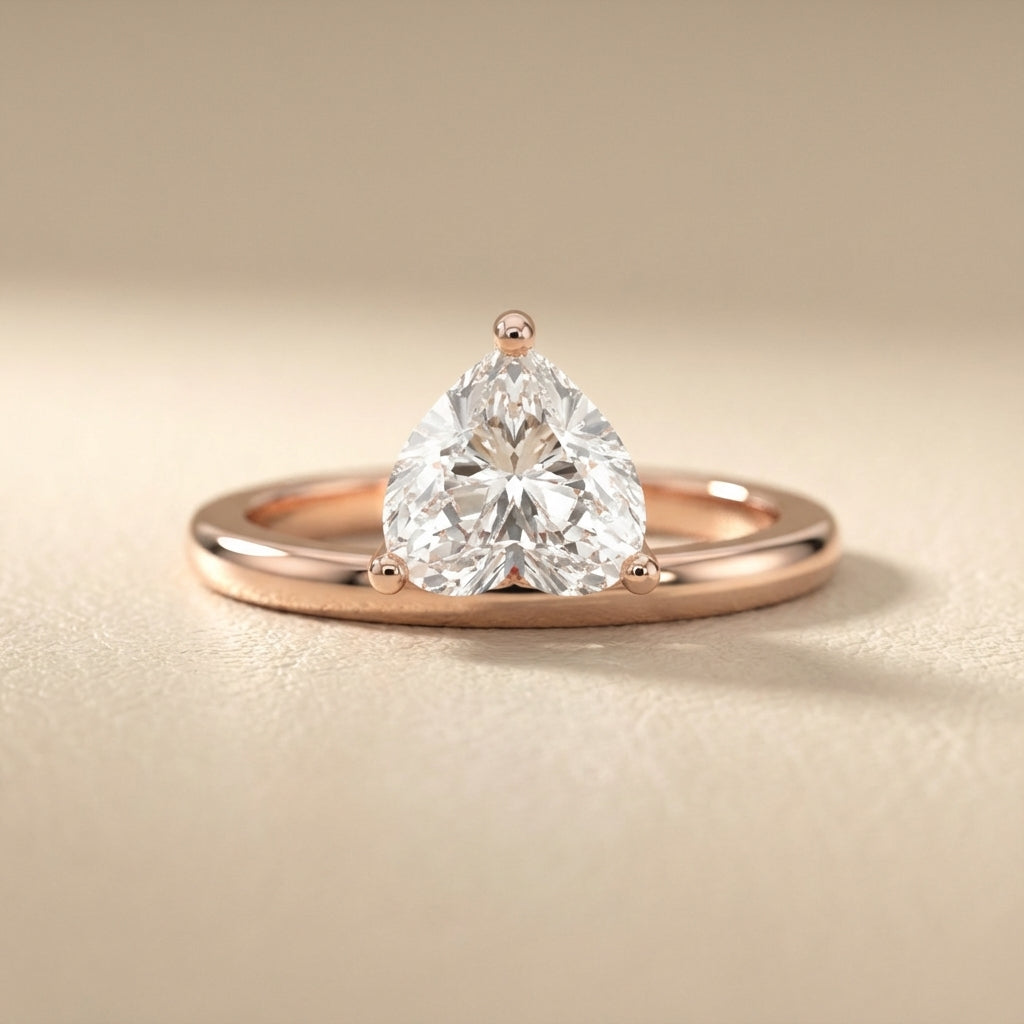 Heart Cut Lab Grown Diamond Engagement Ring in Rose Gold Solitaire Setting
