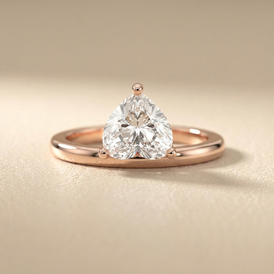 Heart Cut Lab Grown Diamond Engagement Ring in Rose Gold Solitaire Setting