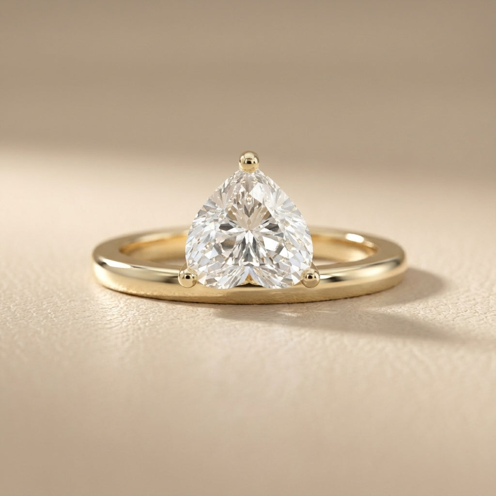Heart Cut Lab Grown Diamond Engagement Ring in Yellow Gold Solitaire Setting