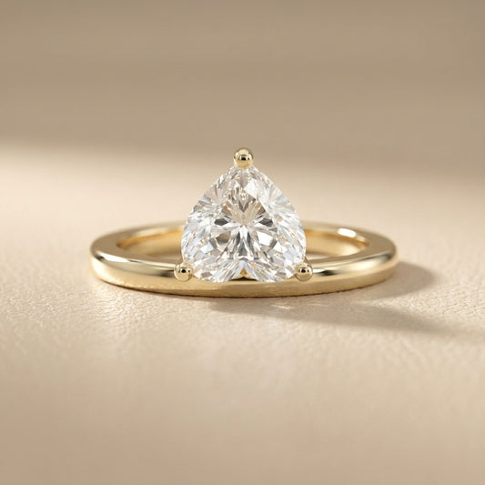 Heart Cut Lab Grown Diamond Engagement Ring in Yellow Gold Solitaire Setting