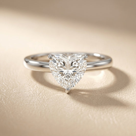 Heart Cut Lab Grown Diamond Engagement Ring in Silver Solitaire Setting