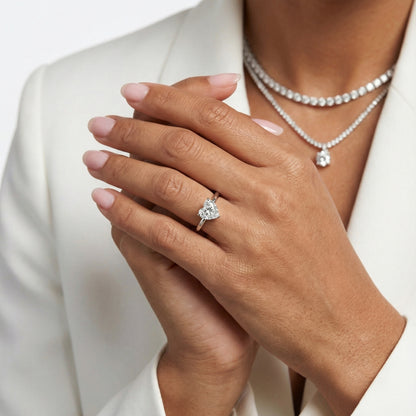 Heart Cut Lab Grown Diamond Engagement Ring in White Gold Solitaire Setting