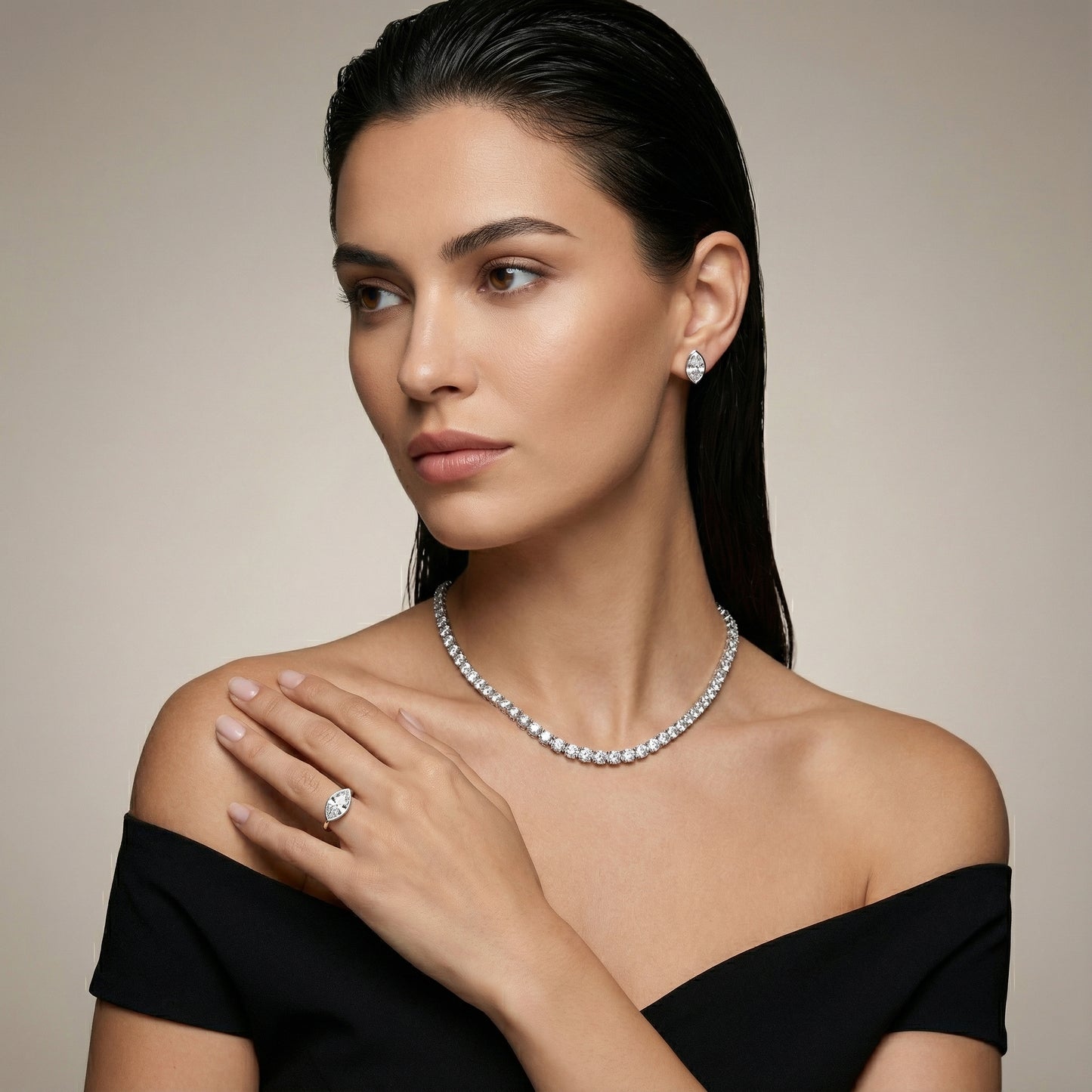 Modern Marquise Cut Lab Grown Diamond Solitaire Engagement Ring in White Gold