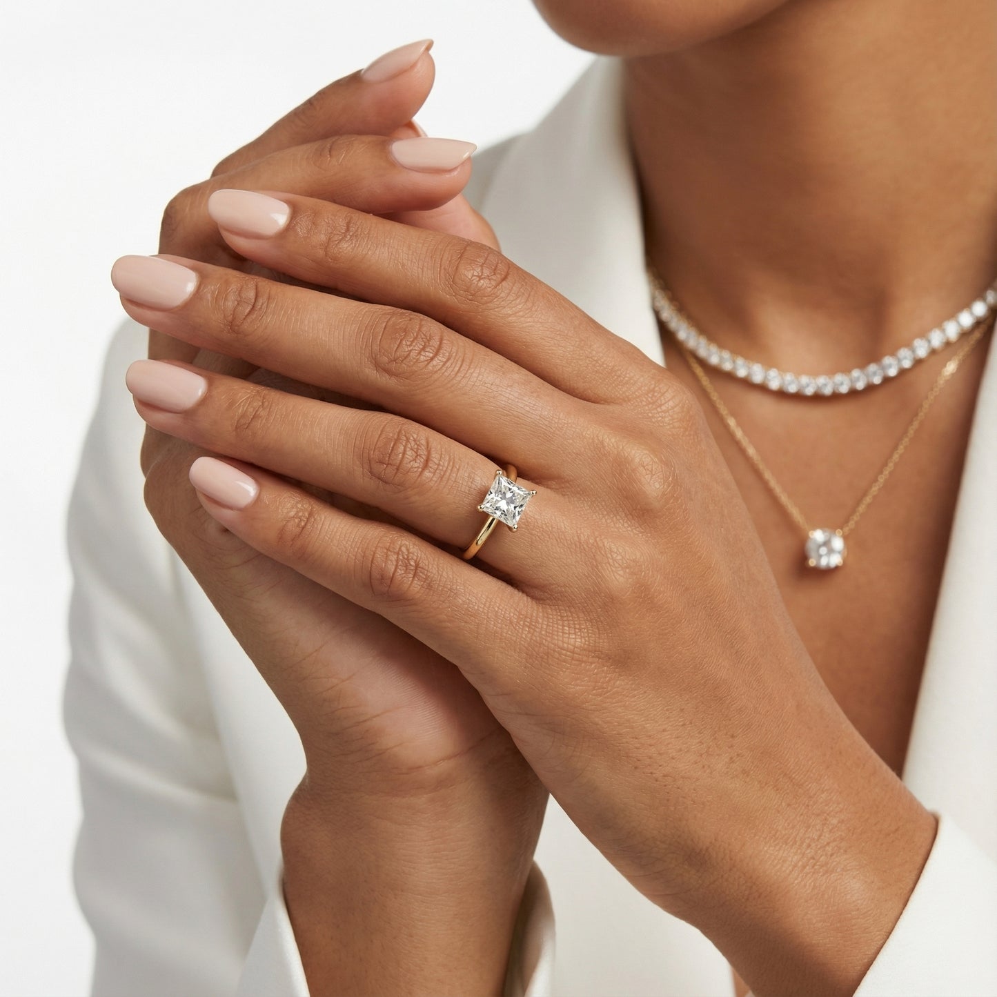 Princess Cut Lab Grown Diamond Solitaire Engagement Ring in Rich Yellow Gold